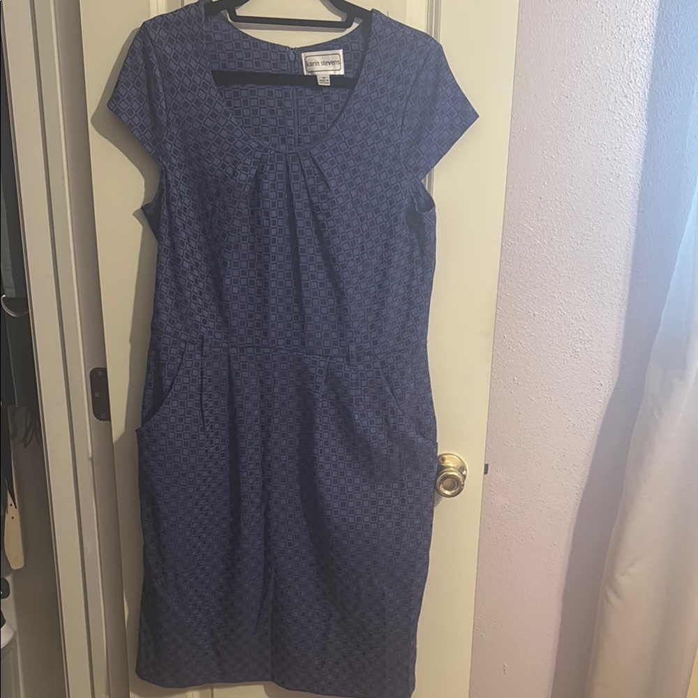 Karin Stevens Purple Pleated Sheath Dress